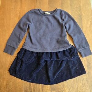 Crewcuts Navy Girls Sweatshirt DRESS with Velvet Skirt Size 5